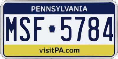 PA license plate MSF5784