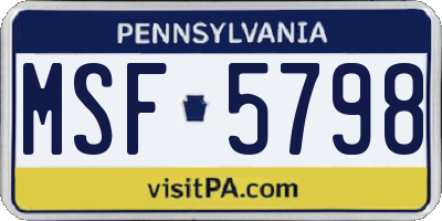 PA license plate MSF5798