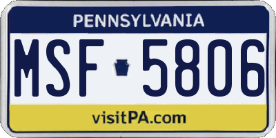 PA license plate MSF5806