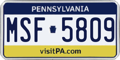 PA license plate MSF5809