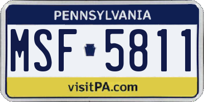 PA license plate MSF5811