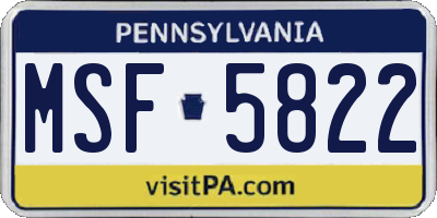 PA license plate MSF5822
