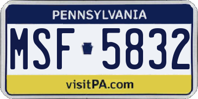 PA license plate MSF5832