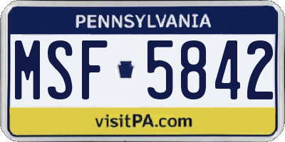 PA license plate MSF5842