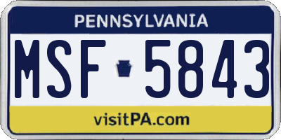 PA license plate MSF5843