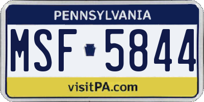 PA license plate MSF5844