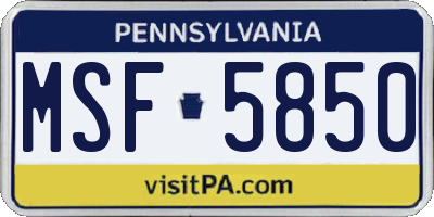 PA license plate MSF5850