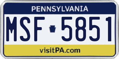 PA license plate MSF5851