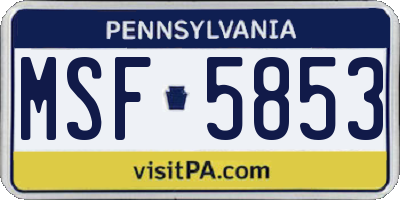 PA license plate MSF5853