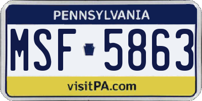 PA license plate MSF5863