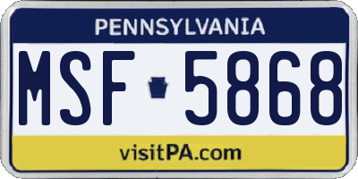 PA license plate MSF5868
