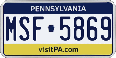 PA license plate MSF5869