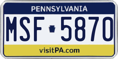 PA license plate MSF5870