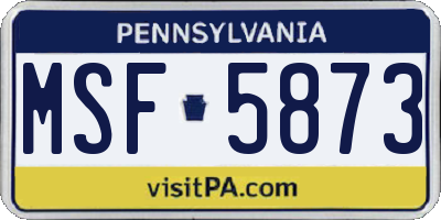 PA license plate MSF5873