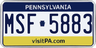PA license plate MSF5883