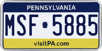 PA license plate MSF5885