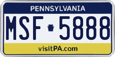 PA license plate MSF5888