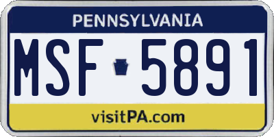 PA license plate MSF5891