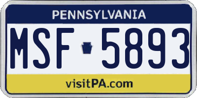 PA license plate MSF5893