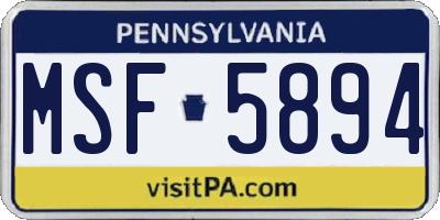 PA license plate MSF5894