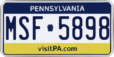 PA license plate MSF5898