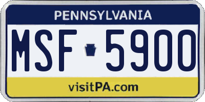 PA license plate MSF5900