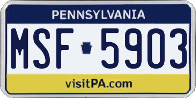 PA license plate MSF5903