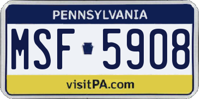 PA license plate MSF5908
