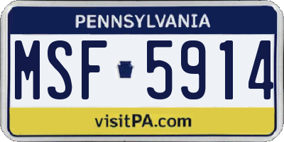 PA license plate MSF5914