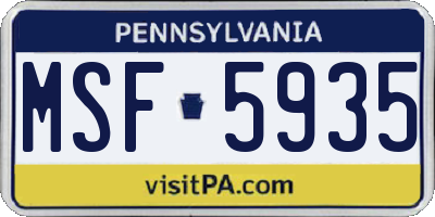 PA license plate MSF5935