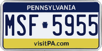 PA license plate MSF5955