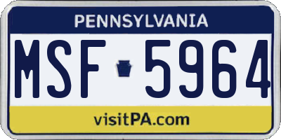PA license plate MSF5964