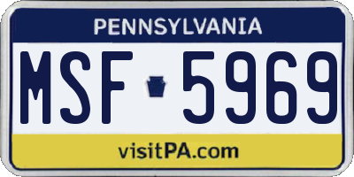 PA license plate MSF5969