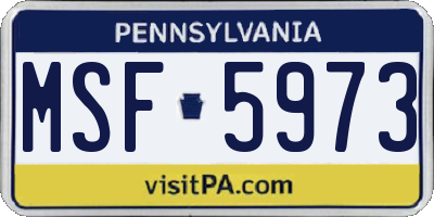 PA license plate MSF5973