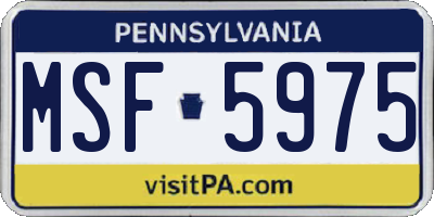 PA license plate MSF5975