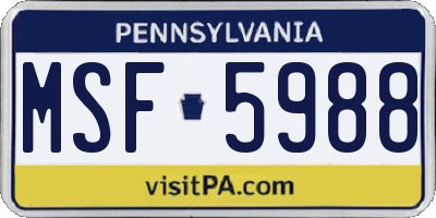 PA license plate MSF5988