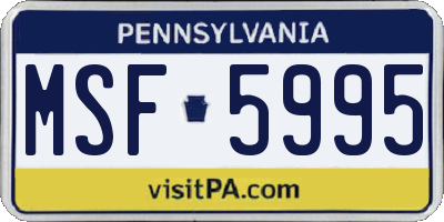 PA license plate MSF5995