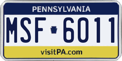 PA license plate MSF6011
