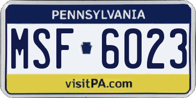PA license plate MSF6023