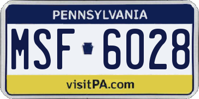 PA license plate MSF6028