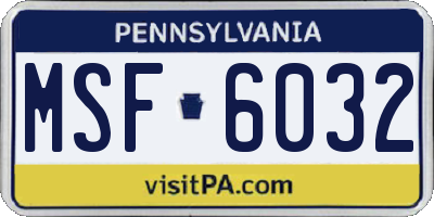 PA license plate MSF6032
