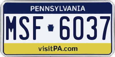PA license plate MSF6037