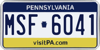 PA license plate MSF6041