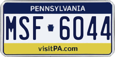 PA license plate MSF6044
