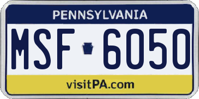 PA license plate MSF6050