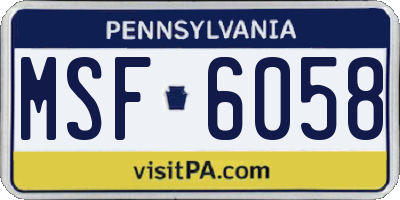 PA license plate MSF6058