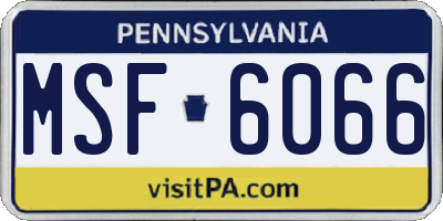 PA license plate MSF6066