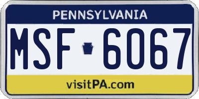 PA license plate MSF6067