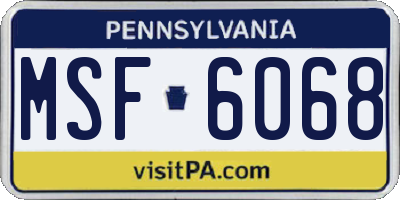 PA license plate MSF6068