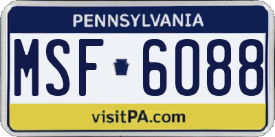 PA license plate MSF6088